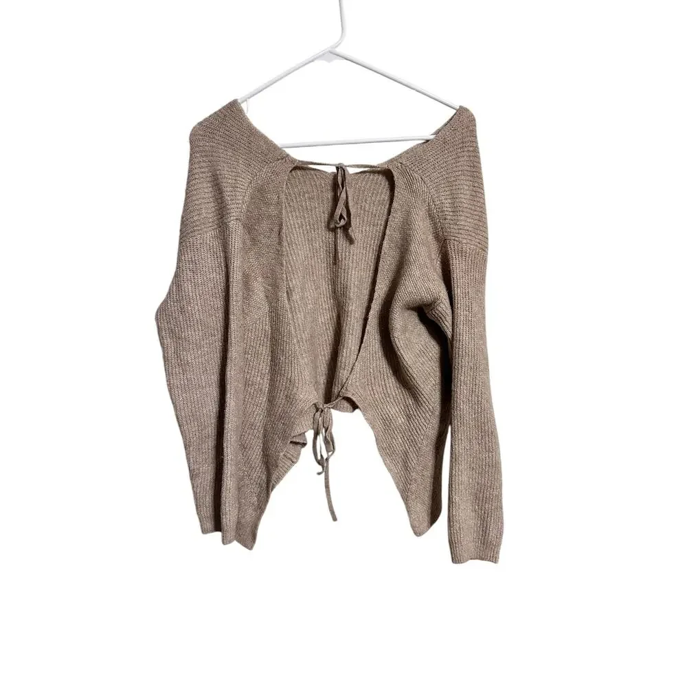 Lulus Brown Tie Back Sweater Women's Size Large